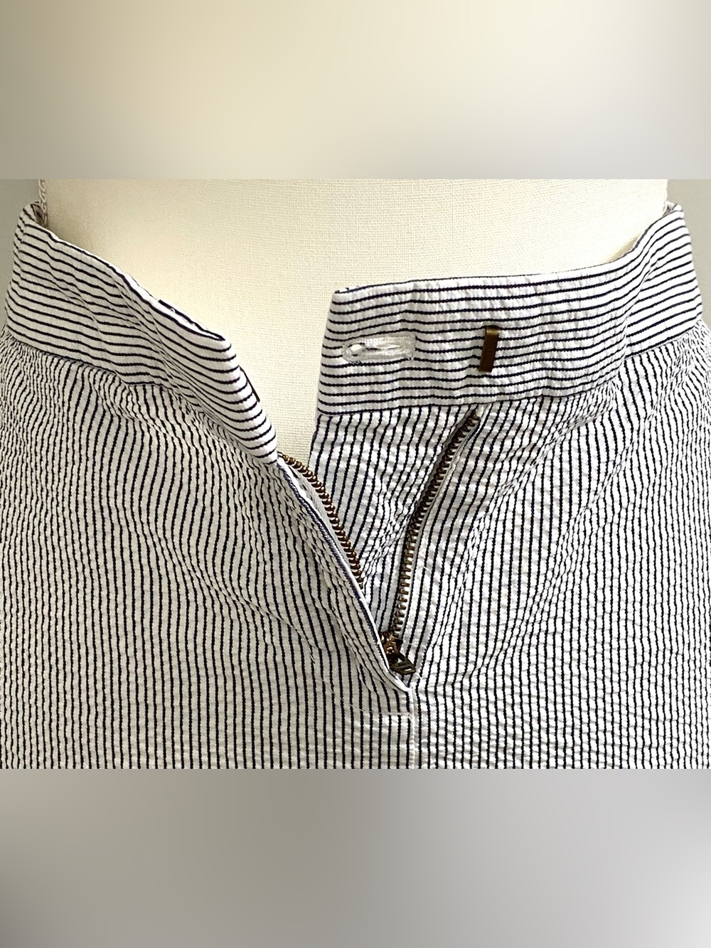 J Crew Womens 6 Navy Blue White Stripe Skirt Boho Y2K Summer Fisherman Preppy - Picture 8 of 13